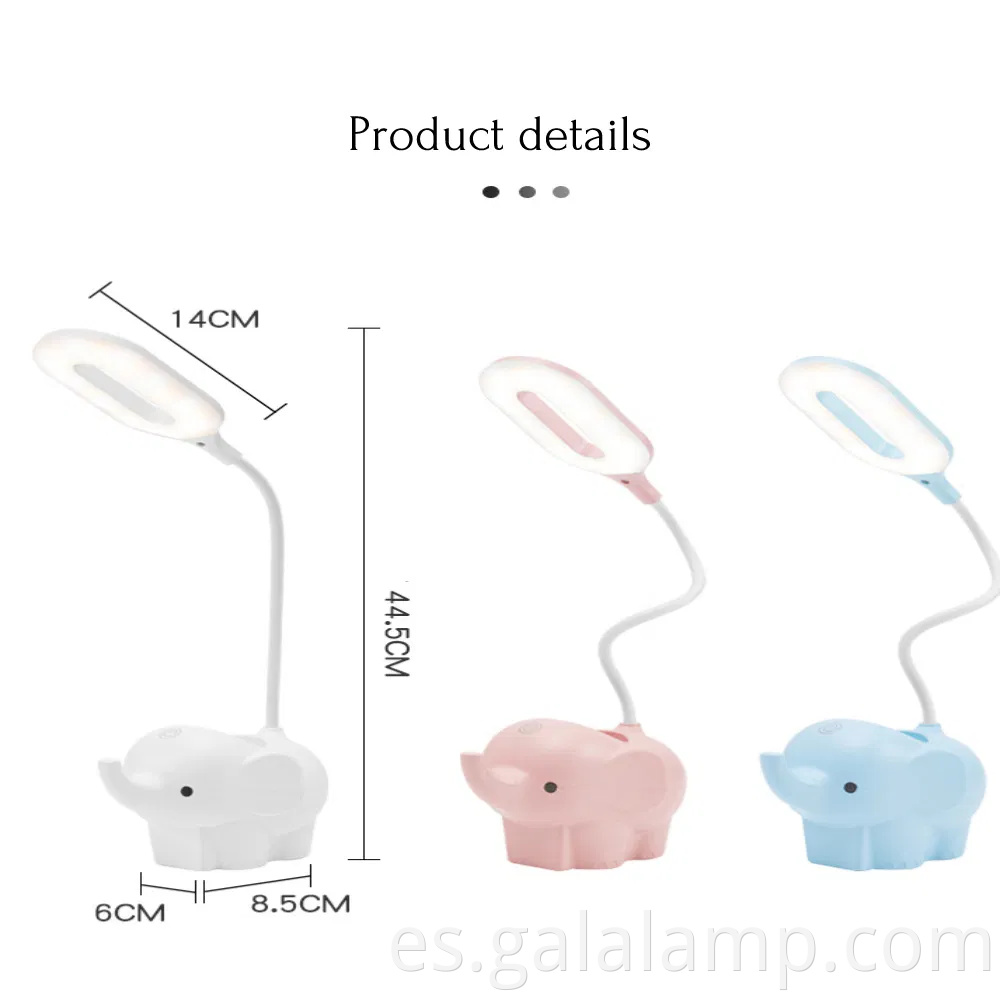 Lámpara de mesa LED de elefante creativa con temperatura de color ajustable